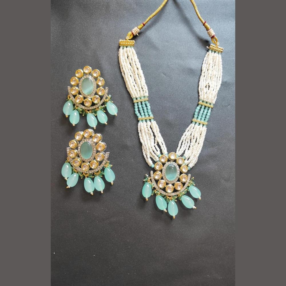 Palak Art Gold Plated Kundan Stone And Pearls Necklace Set