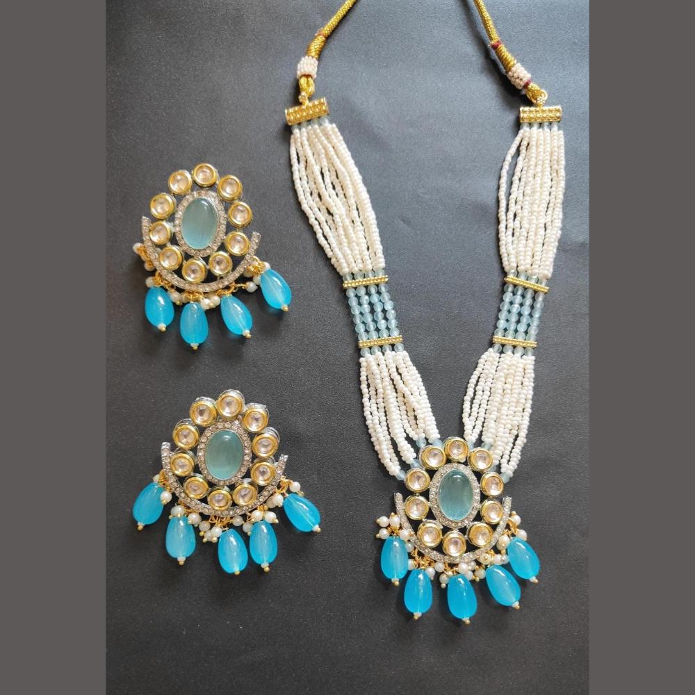 Palak Art Gold Plated Kundan Stone And Pearls Necklace Set