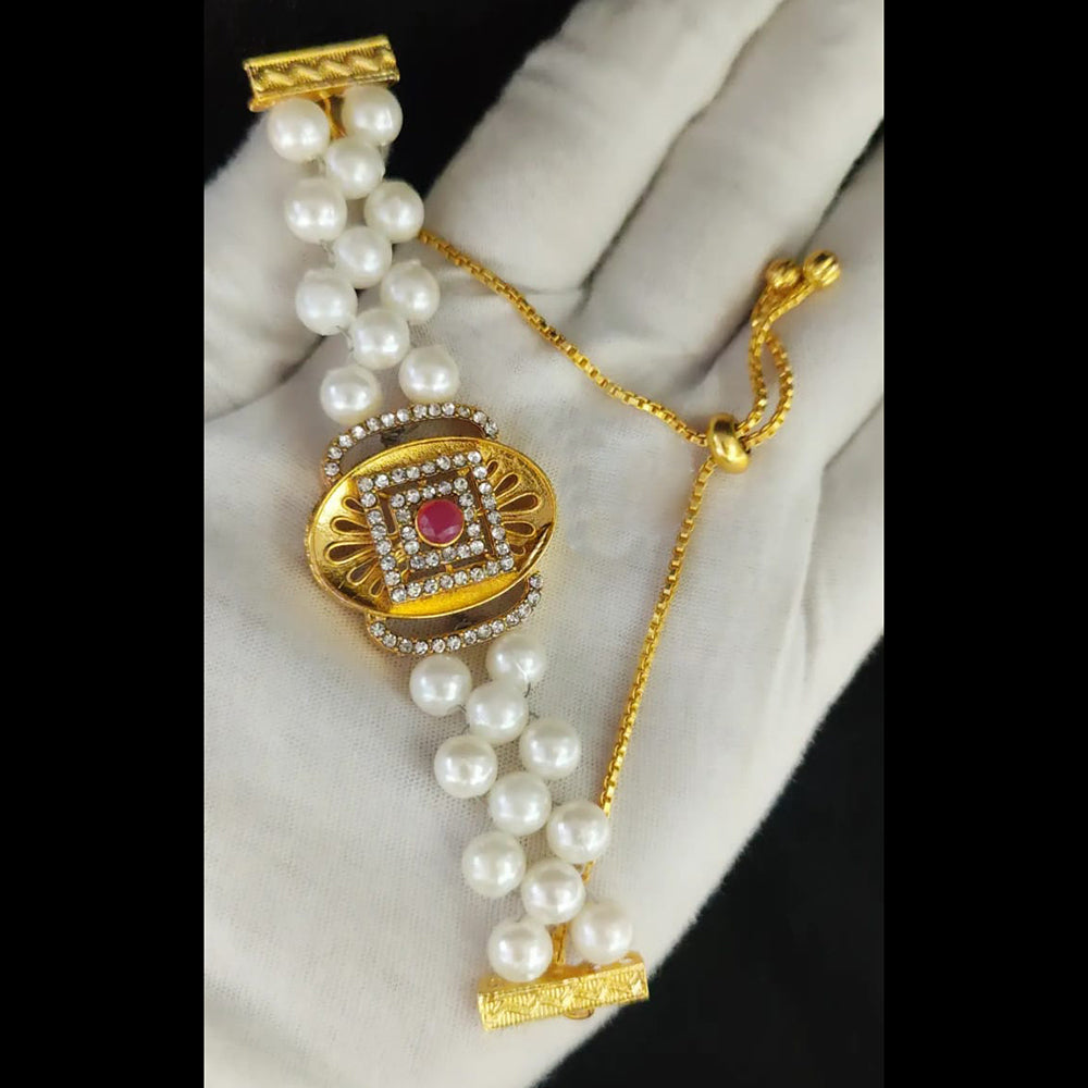 Palak Art Timeless Beauty Gold Plated Pearl Adjustable Bracelet