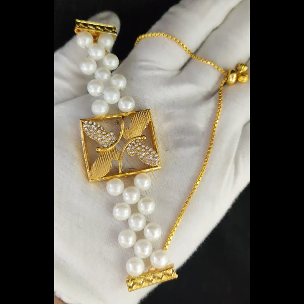 Palak Art Timeless Beauty Gold Plated Pearl Adjustable Bracelet