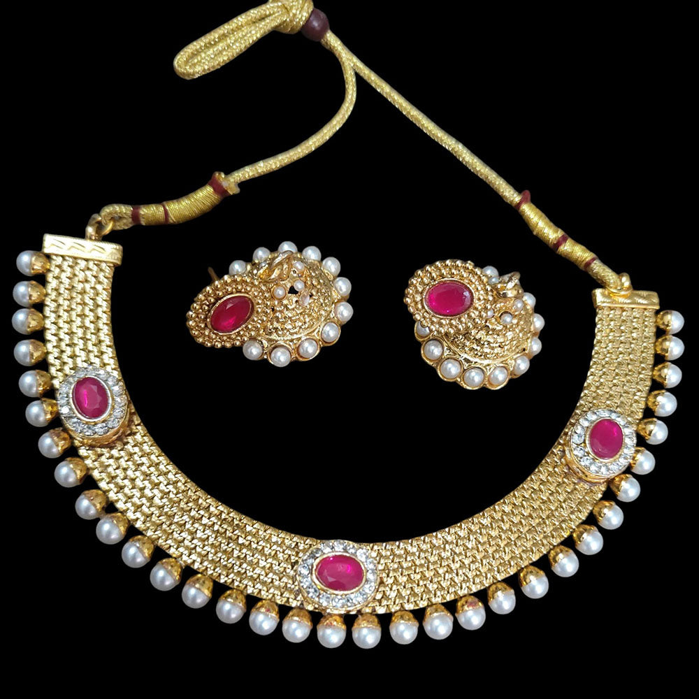 Palak Art Classic Austrain Stone And Pearl Perfect for Traditional Outfits Necklace Set