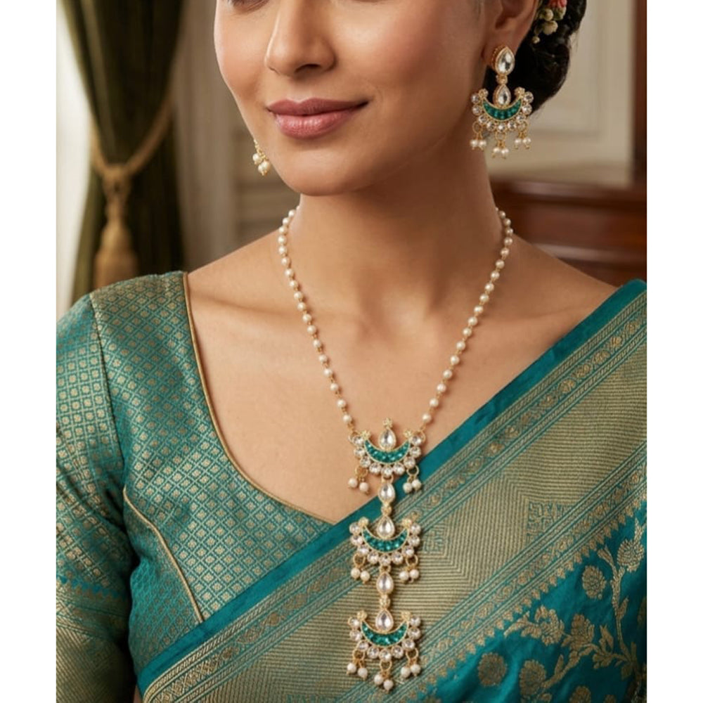 Palak Art Premium Kundan Stone And Beads Necklace Set (Pack of 3)
