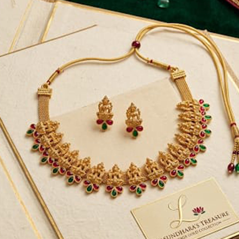 Palak Art Elegant Pota Stone Designer Necklace Set