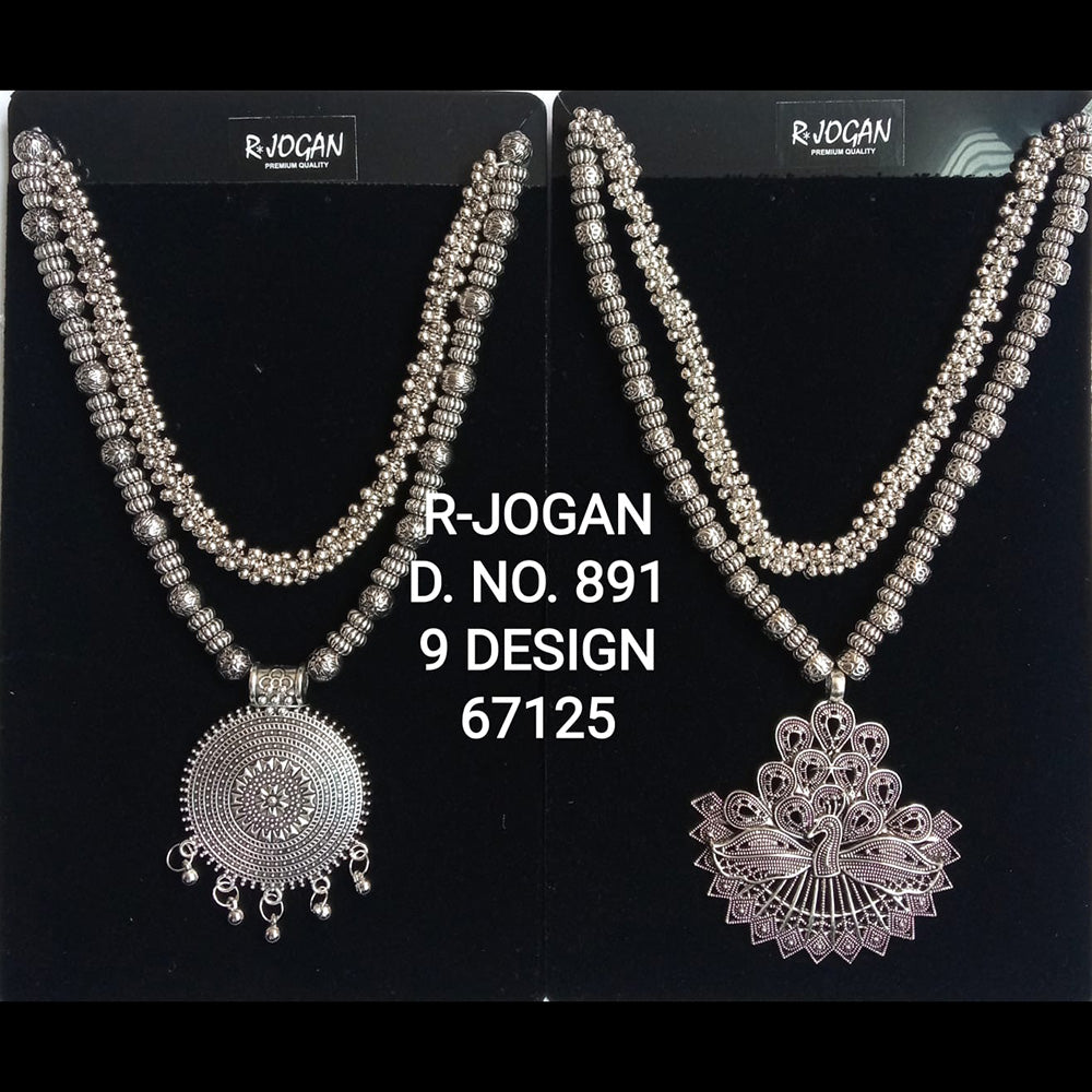 R Jogan Oxidised Plated Assorted Design Long Necklace