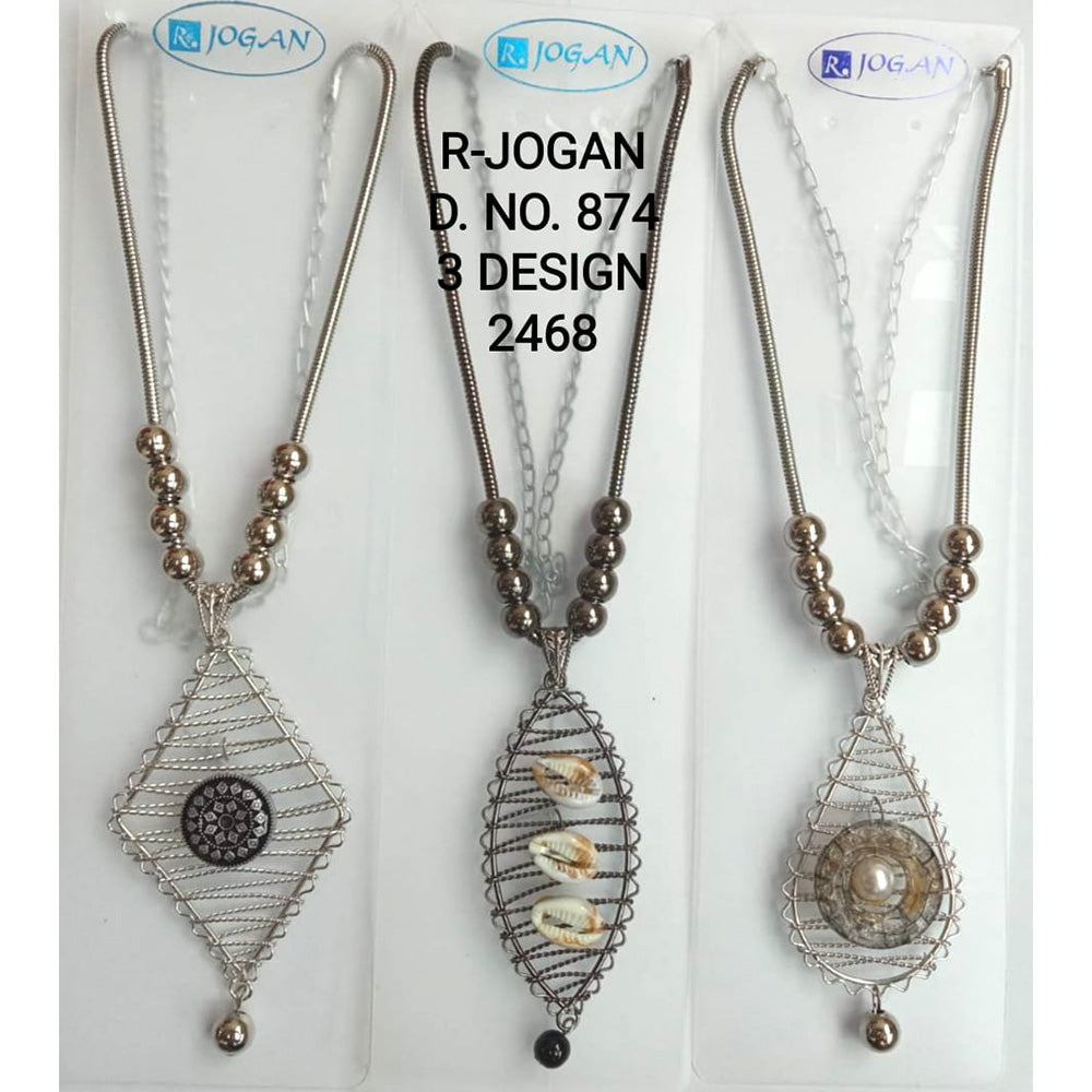R Jogan Oxidised Plated Assorted Design Long Necklace