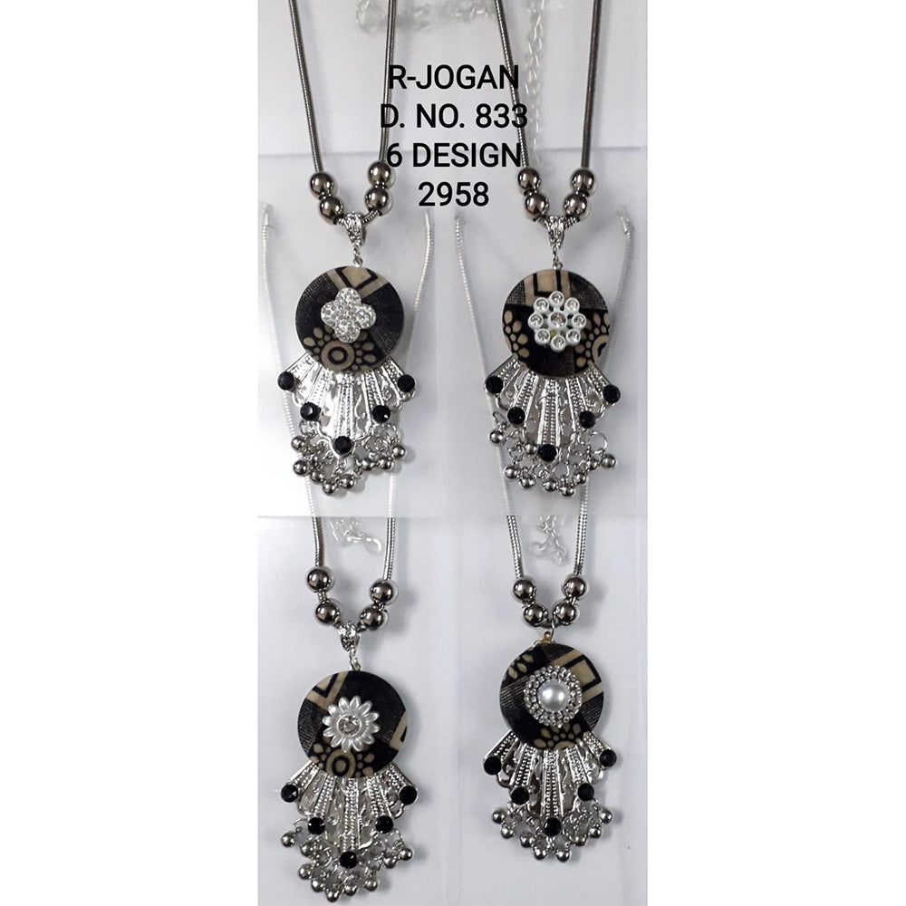 R Jogan Oxidised Plated Assorted Design Long Necklace