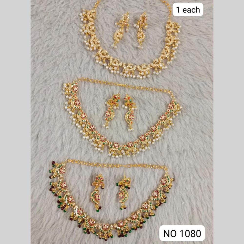 Star India Gold Plated Pearl Necklace Set