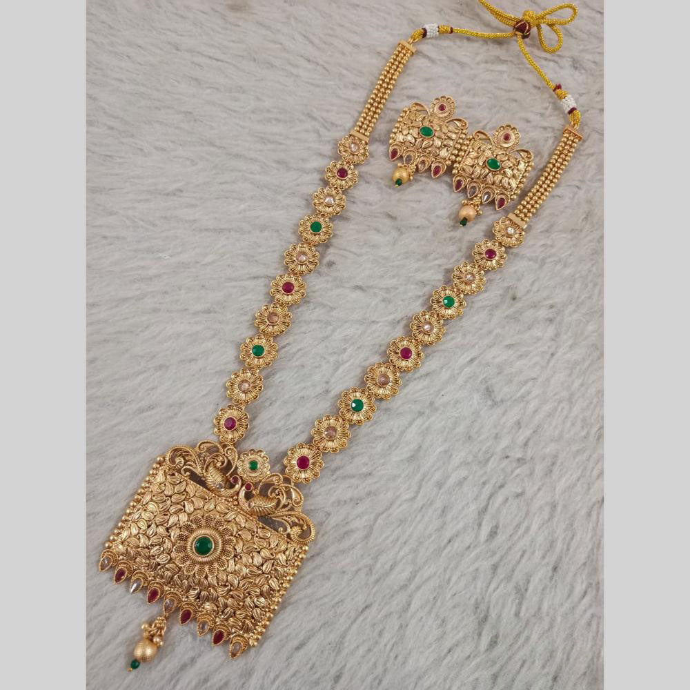 Star India Gold Plated Crystal Stone And Pearl Necklace Set