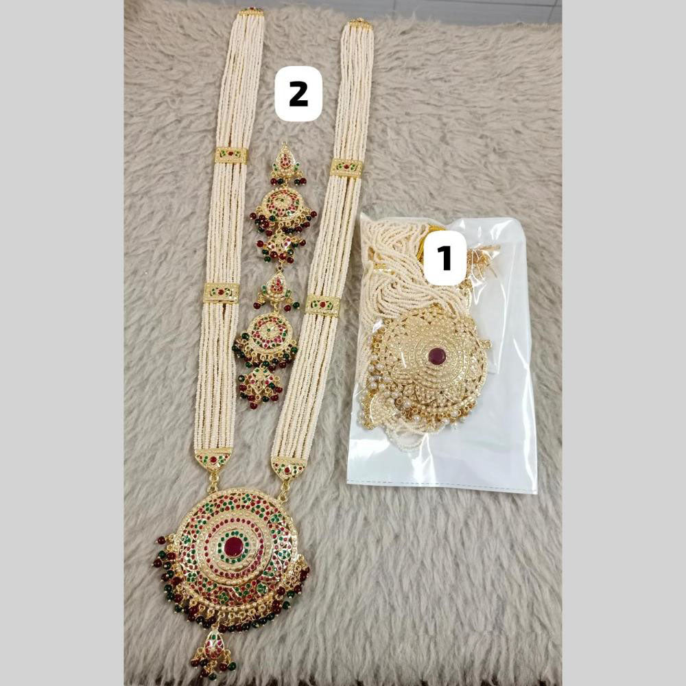 Star India Gold Plated Peral And Beads Long Necklace Set