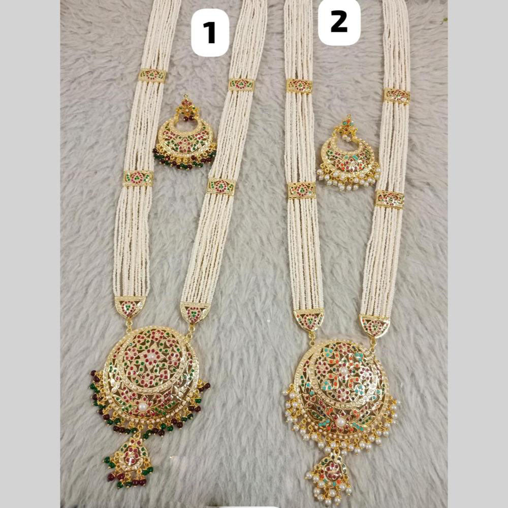 Star India Gold Plated Peral And Beads Long Necklace Set