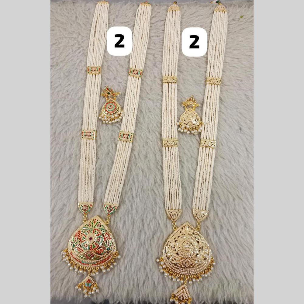 Star India Gold Plated Peral And Beads Long Necklace Set