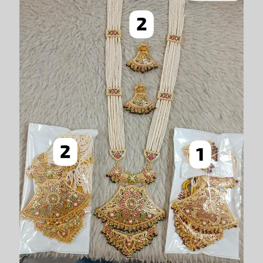 Star India Gold Plated Peral And Beads Long Necklace Set