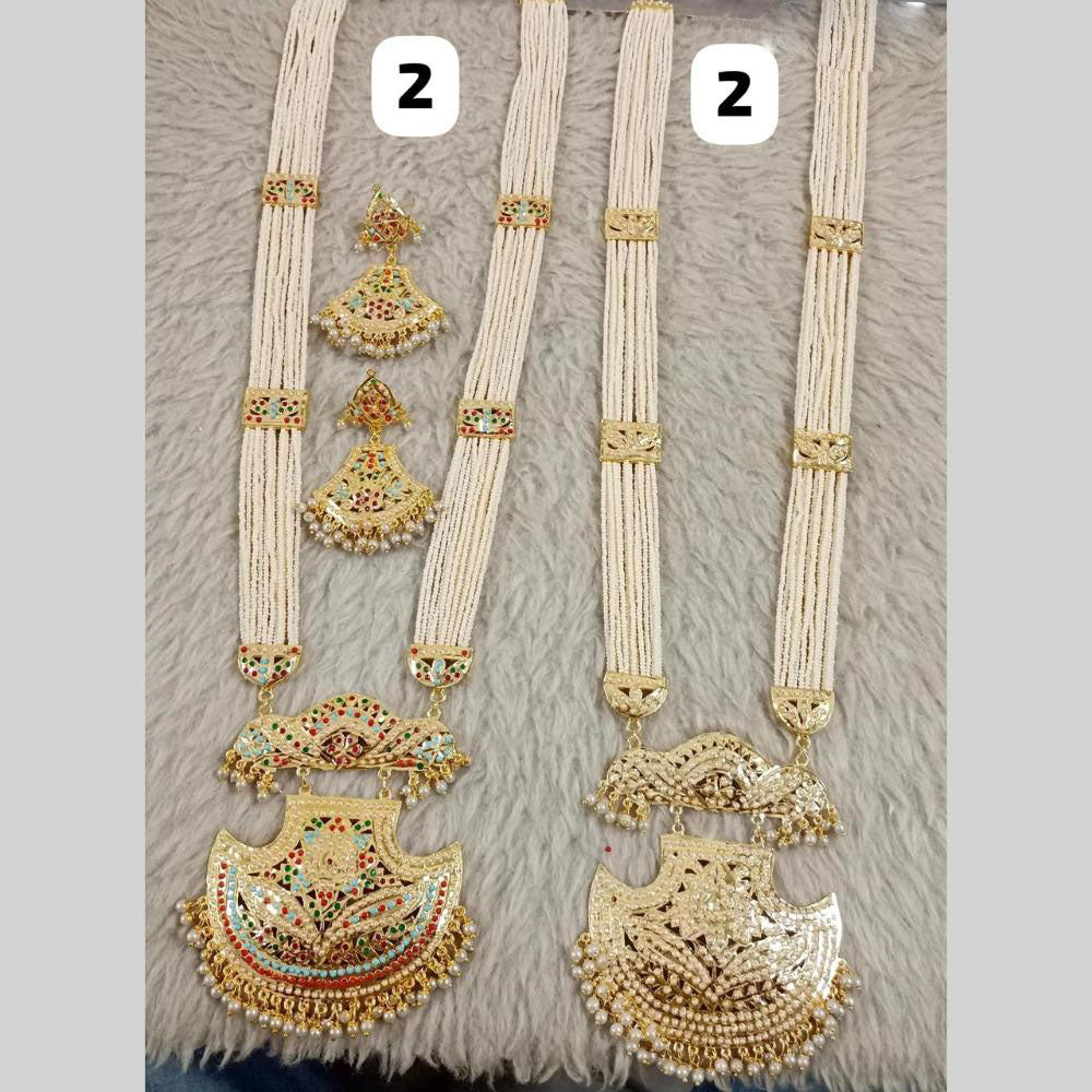 Star India Gold Plated Peral And Beads Long Necklace Set