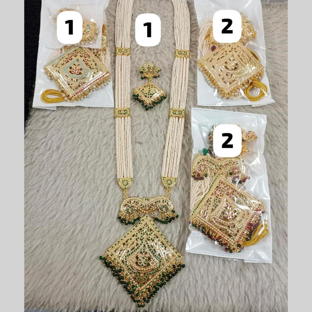 Star India Gold Plated Peral And Beads Long Necklace Set