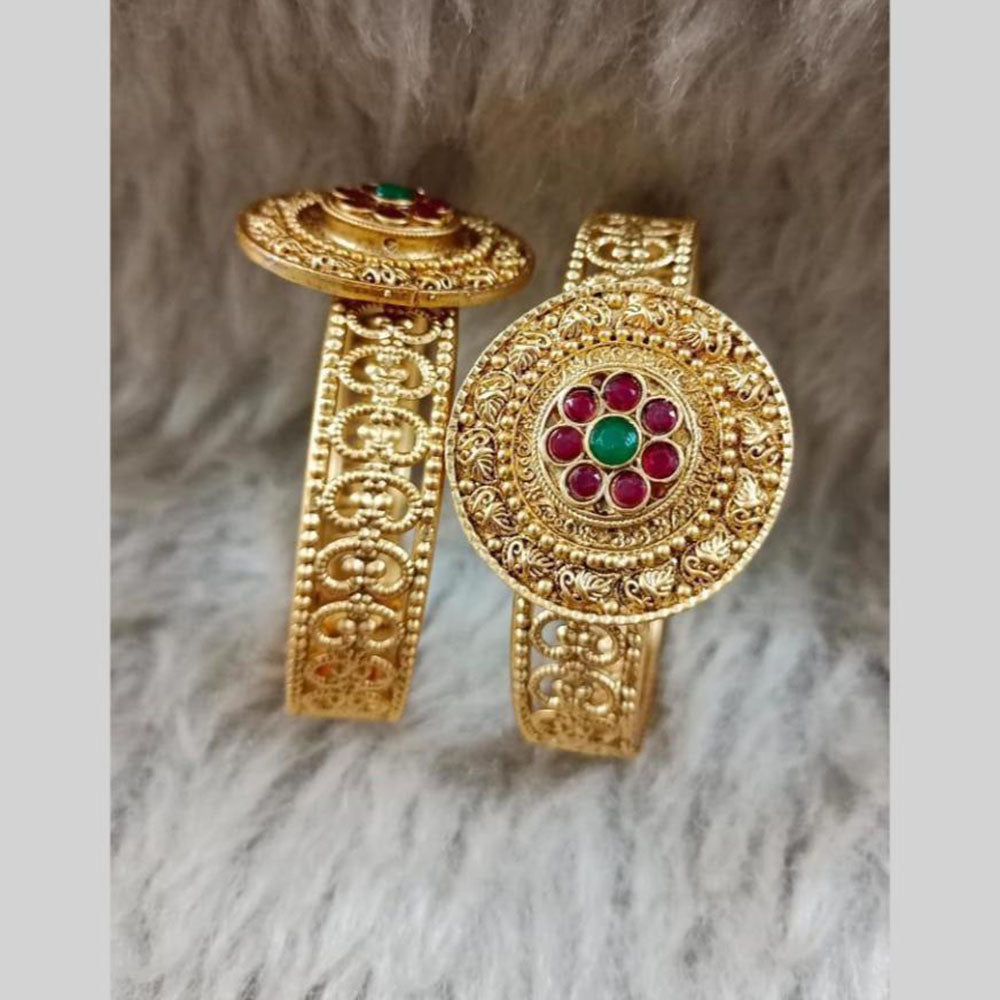 Star India Gold Plated Pota Stone And Pearl Openable Bracelet