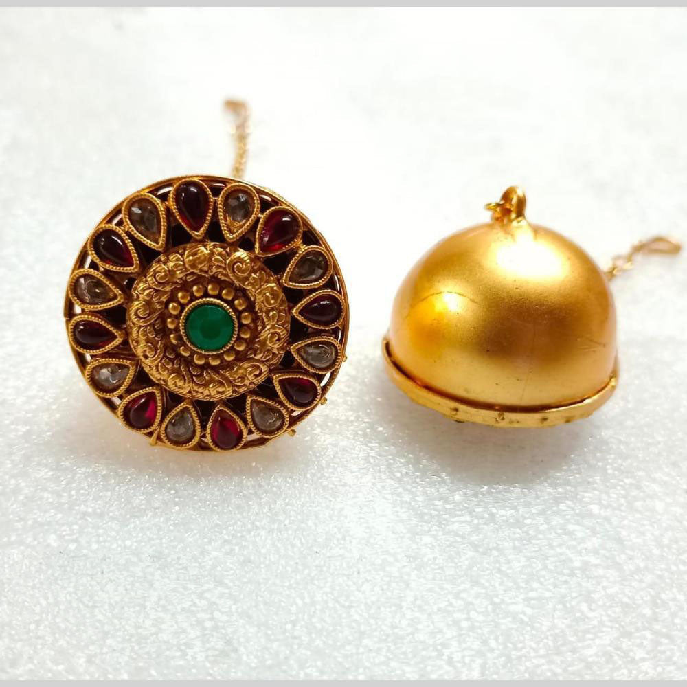 Star India Gold Plated Pota Stone Borla Maangtikka