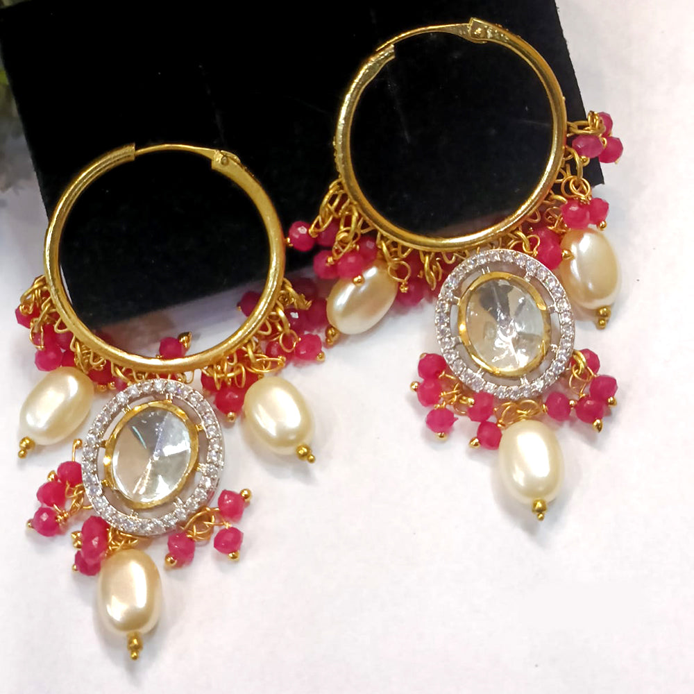 Exotica Collection Gold Plated Crystal And Pearl Dangler Earrings