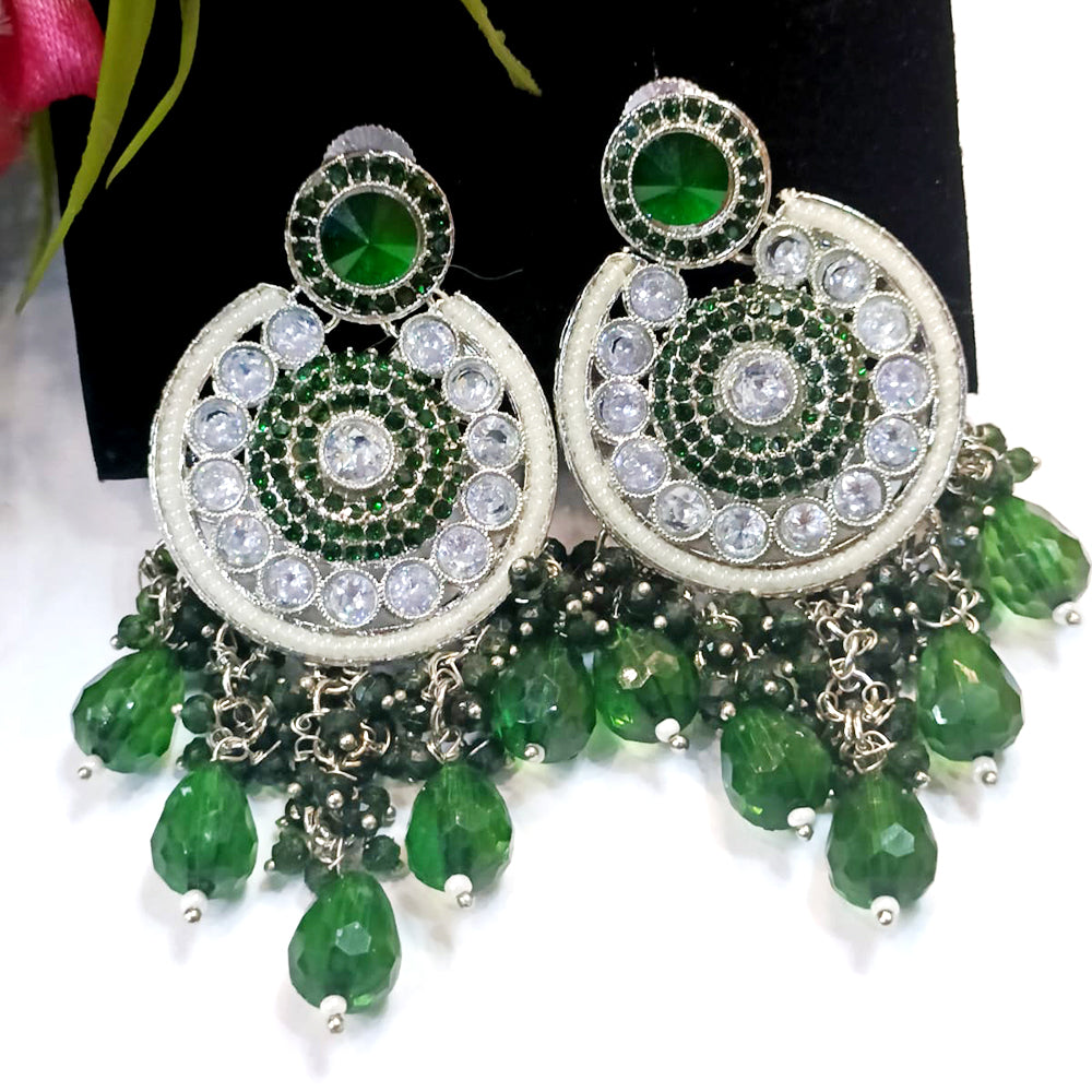 Exotica Collection Silver Plated Crystal And Pearl Dangler Earrings