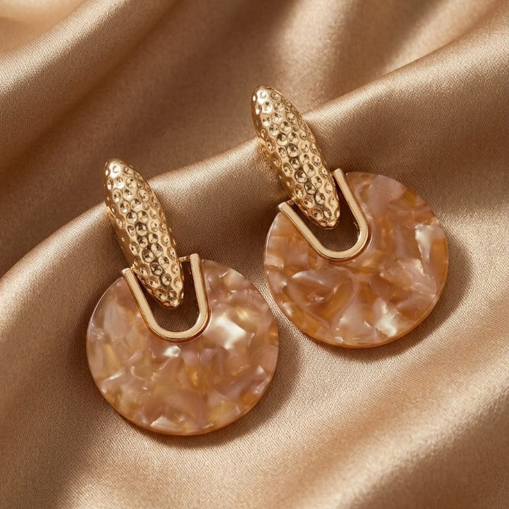 Exotica Collection Gold Toned Green Resin Geometric Dangler Earrings