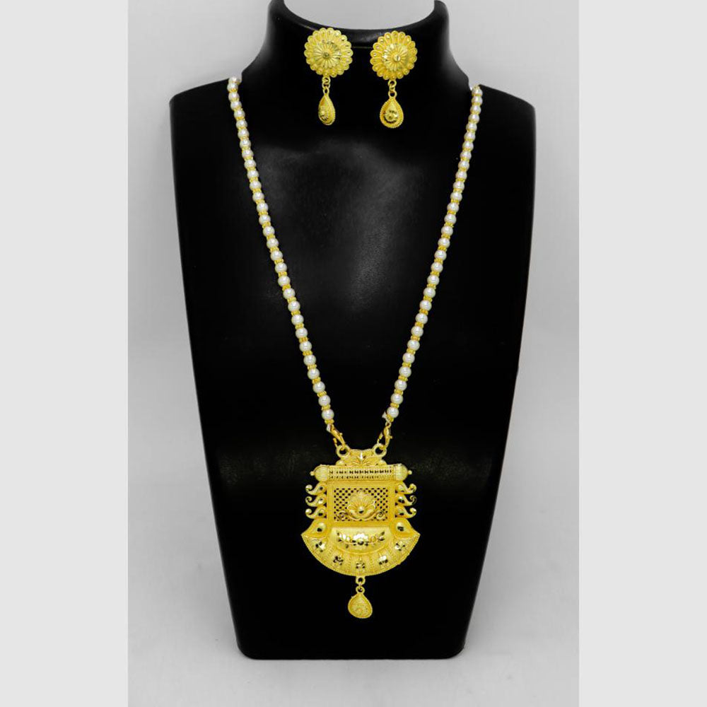 Mahavir Traditional Gold Forming Look Pearl Long Necklace Set (Pack of 6)