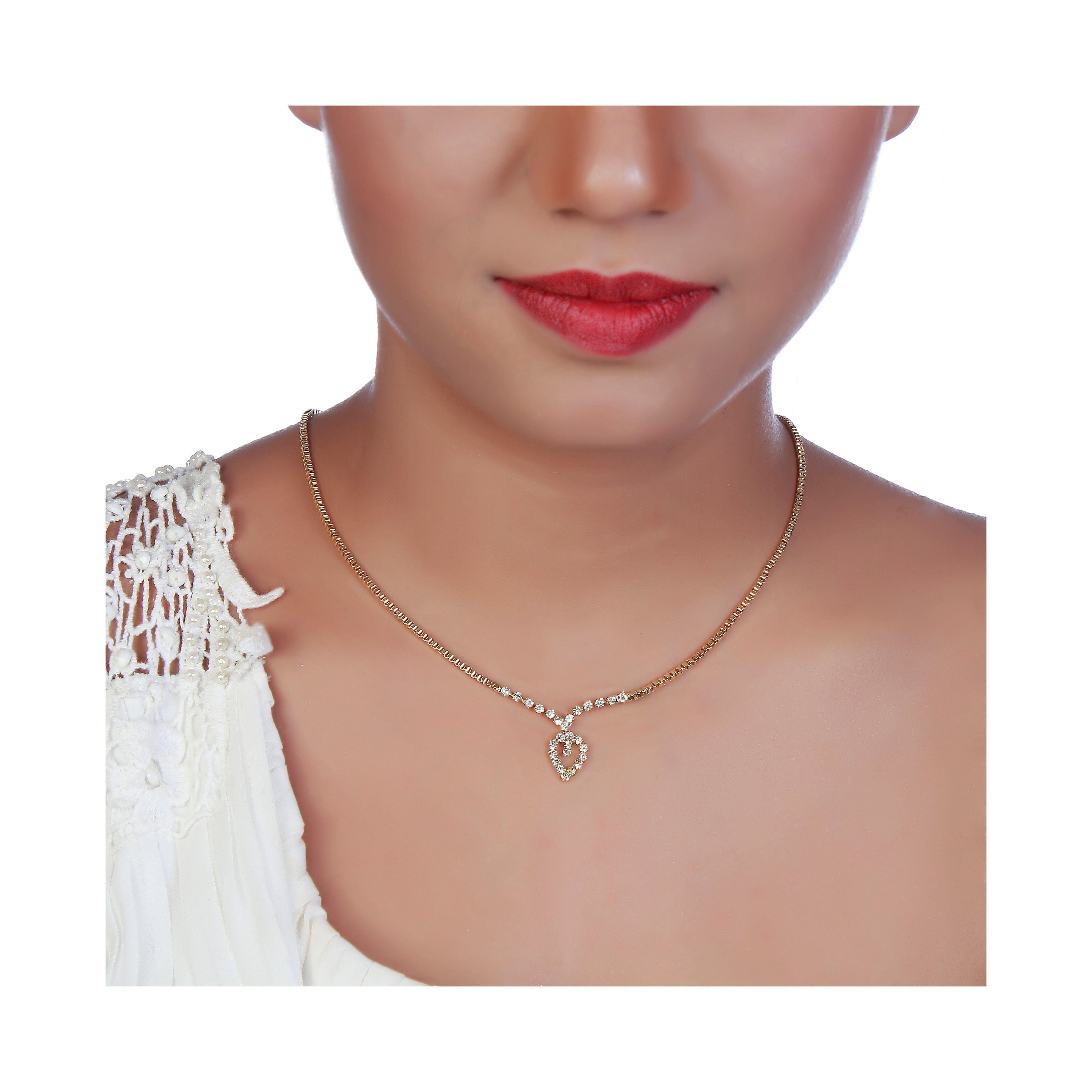 Urthn Austrian Stone Gold Plated Necklace Set With Bracelet (Pack Of 6)
