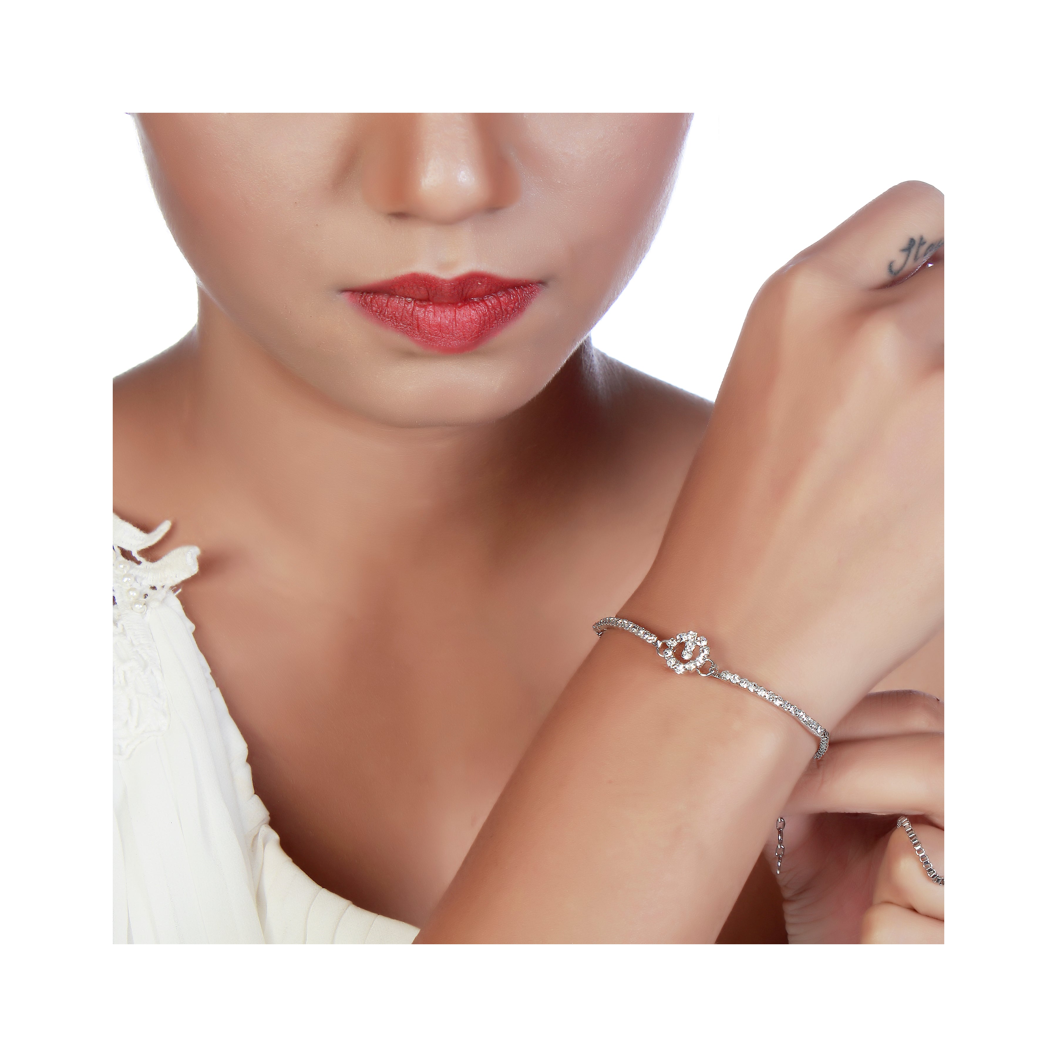 Urthn Austrian Stone Silver Plated Necklace Set With Bracelet (Pack Of 6)