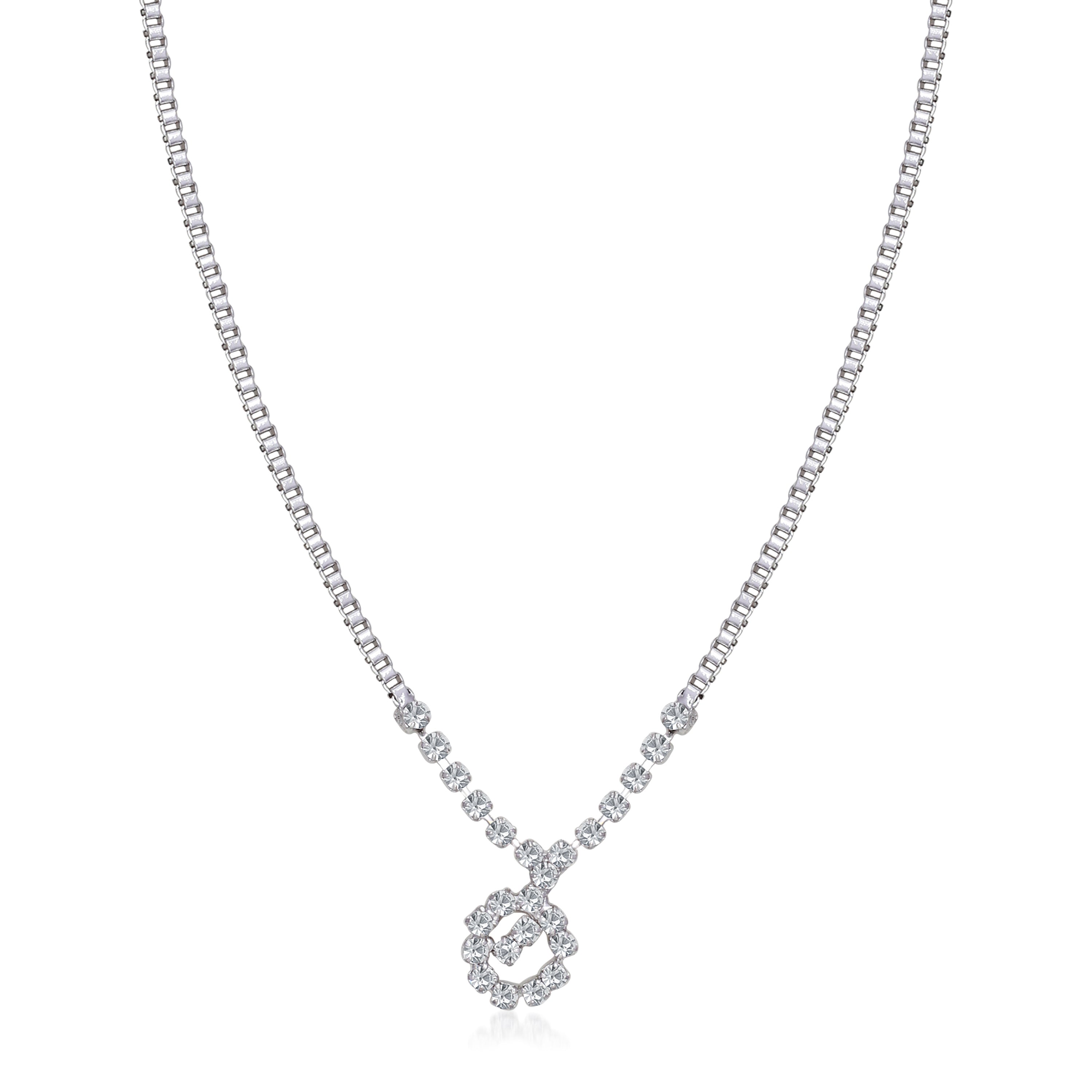 Urthn Austrian Stone Silver Plated Necklace Set With Bracelet (Pack Of 6)