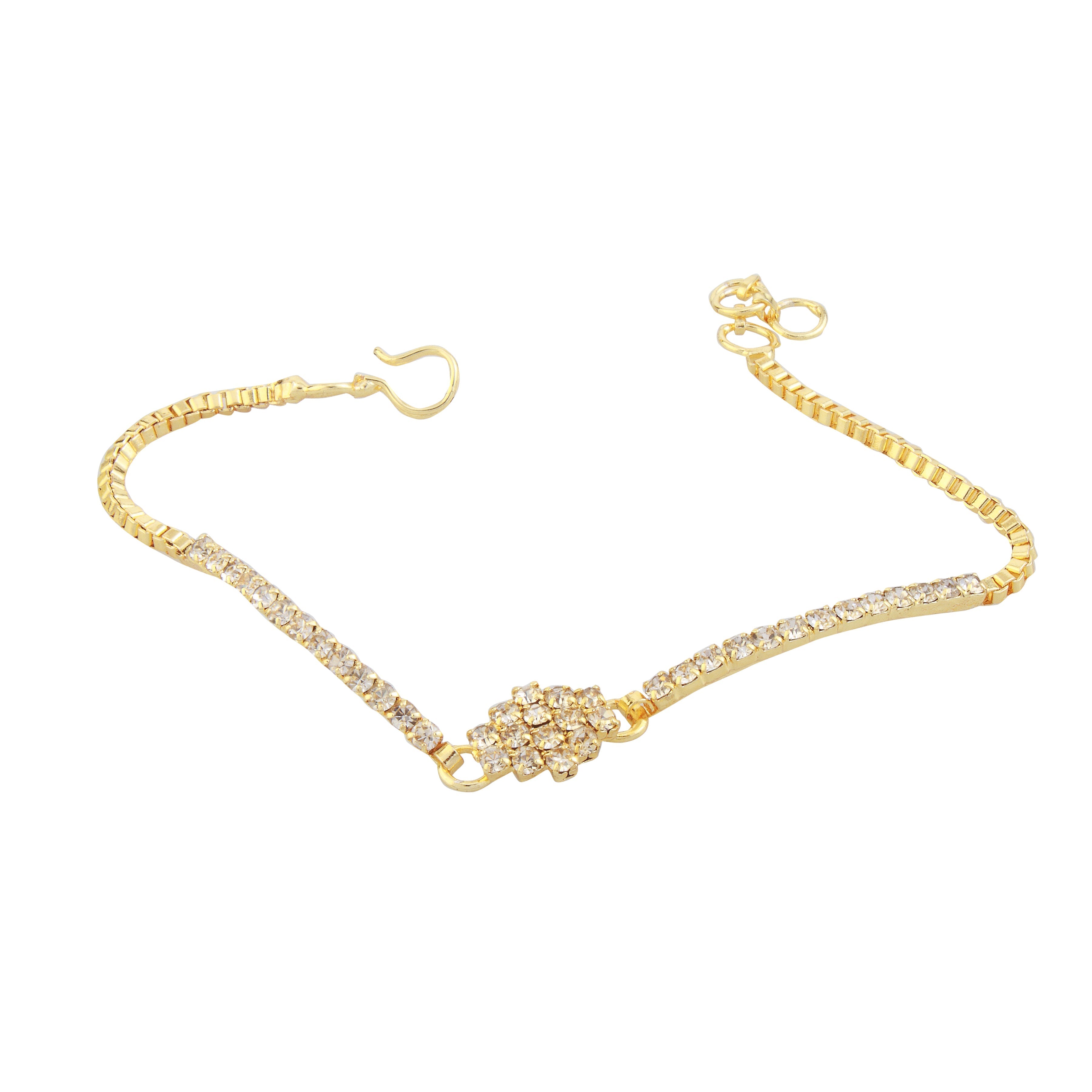 Urthn Gold Plated Stone Necklaces Set with Bracelet (Pack Of 6)