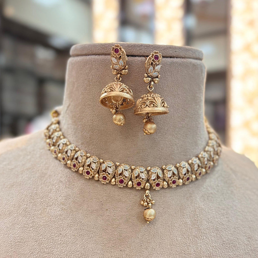 Jewel Addiction Copper Gold Pota Stone Necklace Set – JewelEMarket