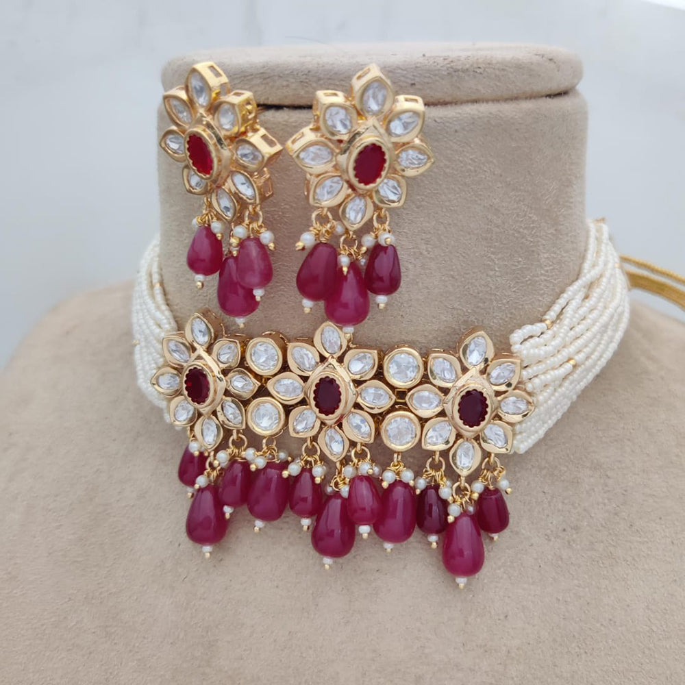 Polki Kundan / Light Pink Glass Beaded Handmade popular Kundan Choker Set / Festive Necklace Set / Jewelry Set/ Diwali Kundan Necklace Jewellery set