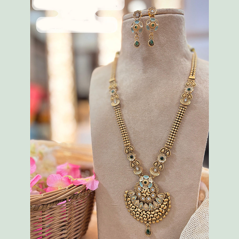 Jewel Addiction Copper Gold Pota Stone Long Necklace Set 