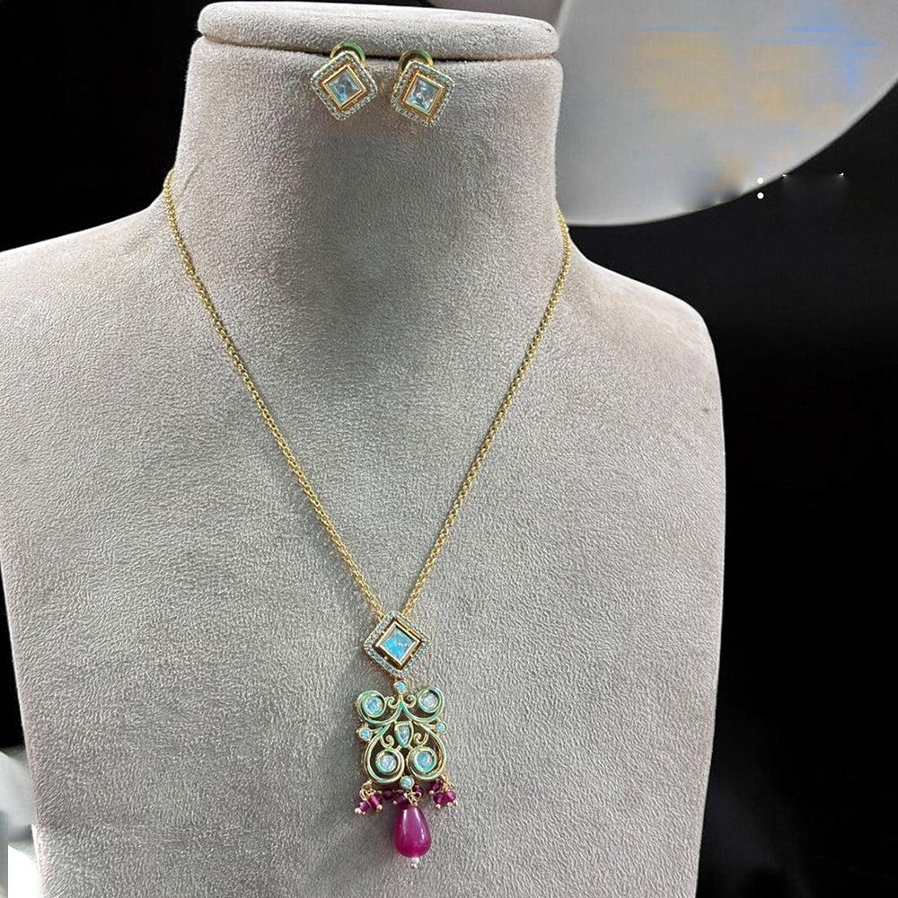 Jewel Addiction Gold Plated Pota Stone And Beads Necklace Set