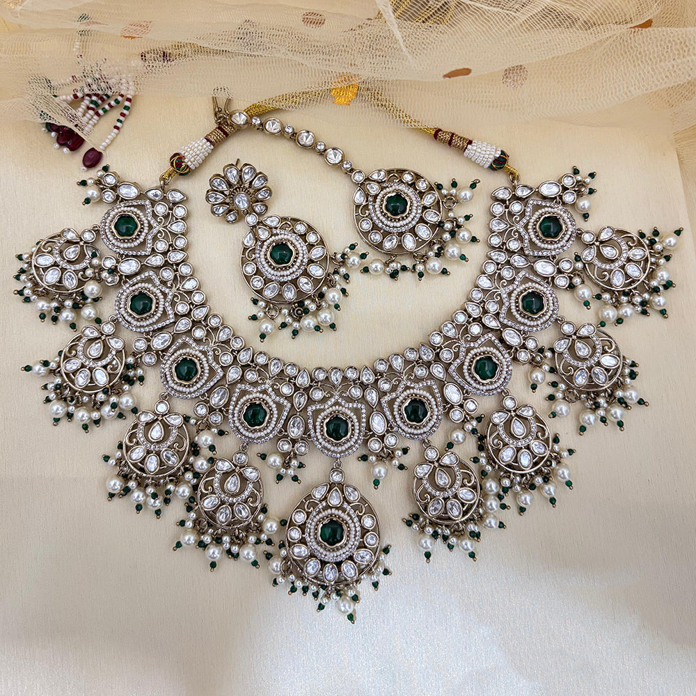 Jewel Addiction Luxury Polki Kundan Stone And Pearl Necklace Set