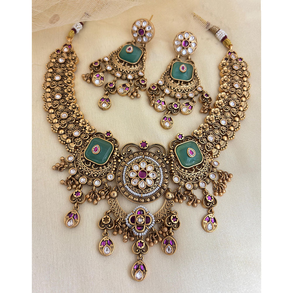 Jewel Addiction Designer Pota Stone and Pearl Elegant Necklace Set