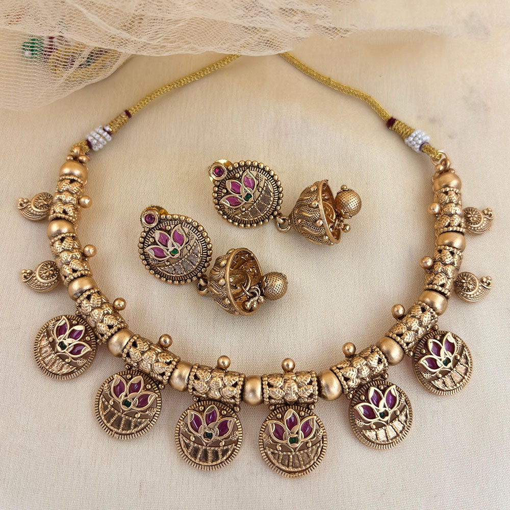 Jewel Addiction Designer Pota Stone and Pearl Elegant Necklace Set (Copy)