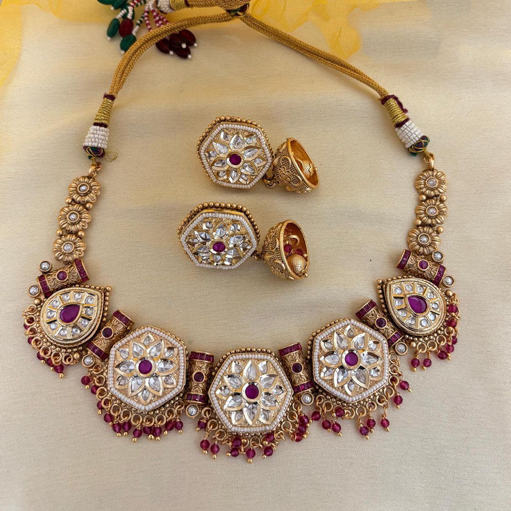Jewel Addiction Designer Pota Stone And Pearl Necklace Set
