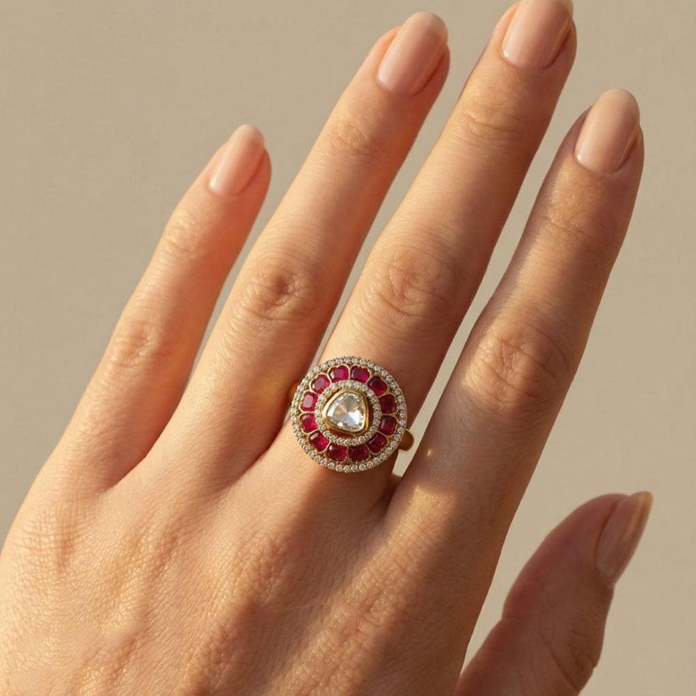 Jewel Addiction Pota Stone And Austrian Designer Finger Ring