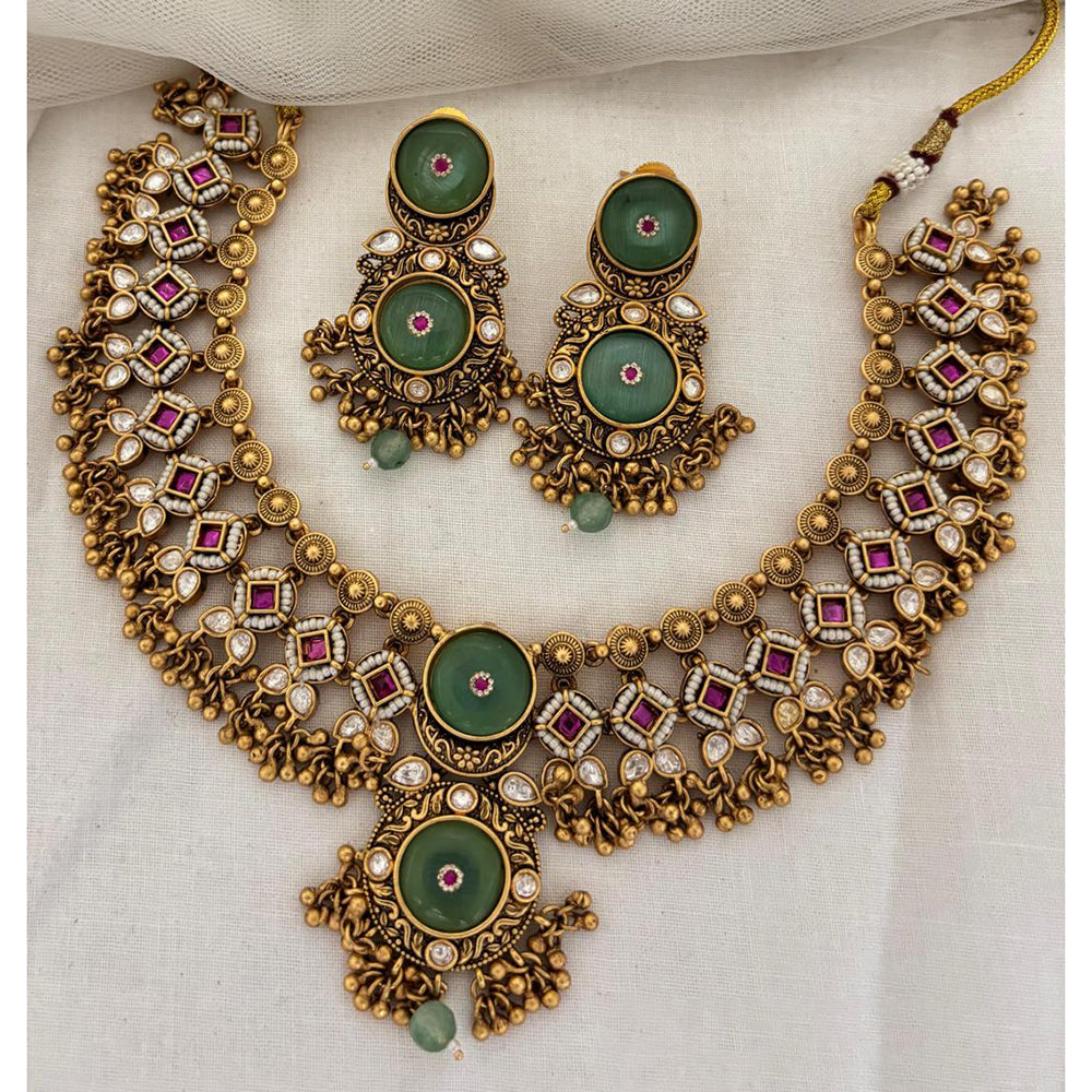 Jewel Addiction Designer Pota Stone And Pearl Necklace Set
