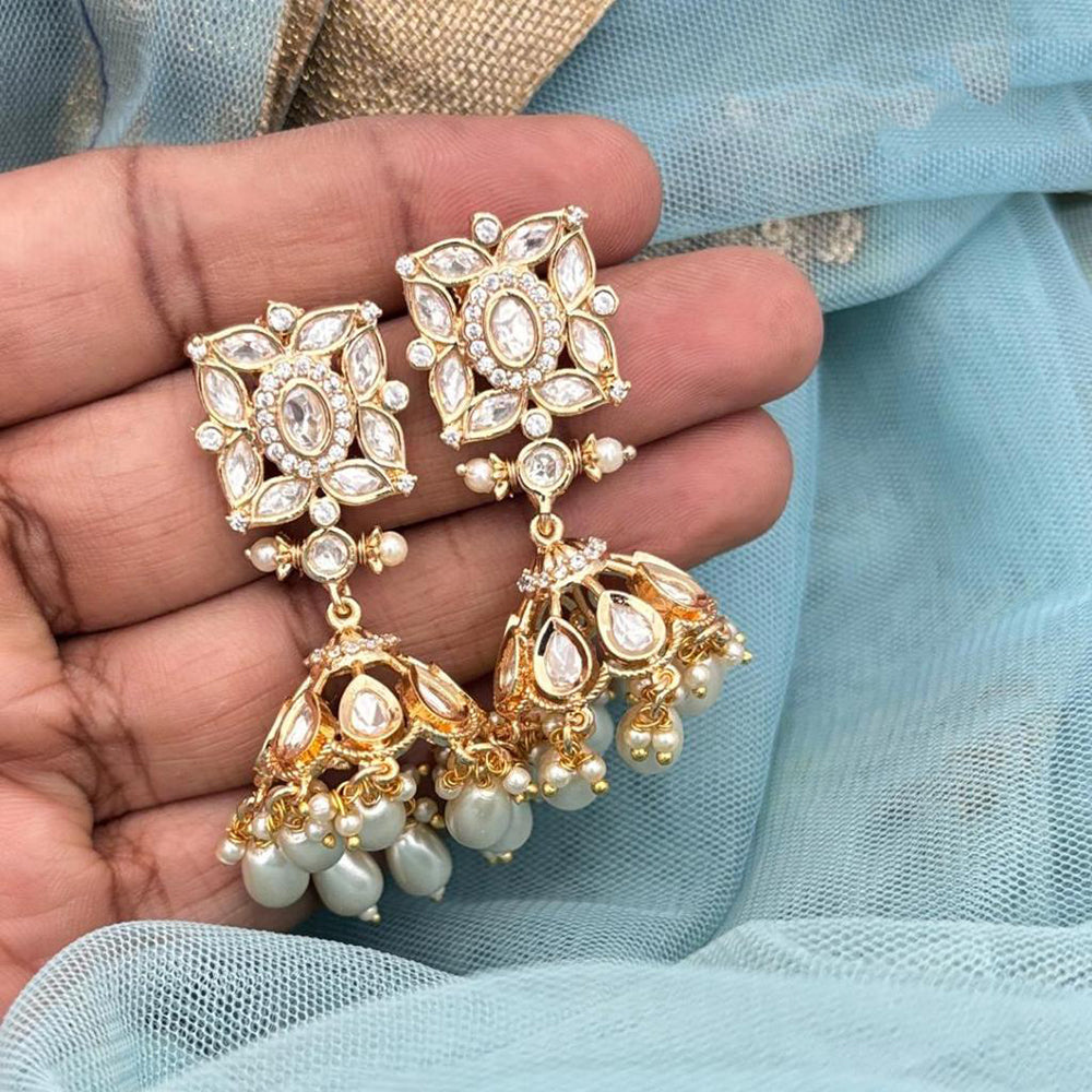 Jewel Addiction Polki Kundan Stone And Beads Designer Jhumki Earrings