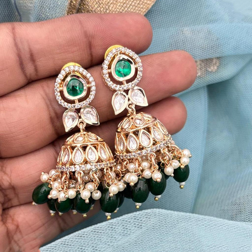 Jewel Addiction Polki Kundan Stone And Beads Designer Jhumki Earrings