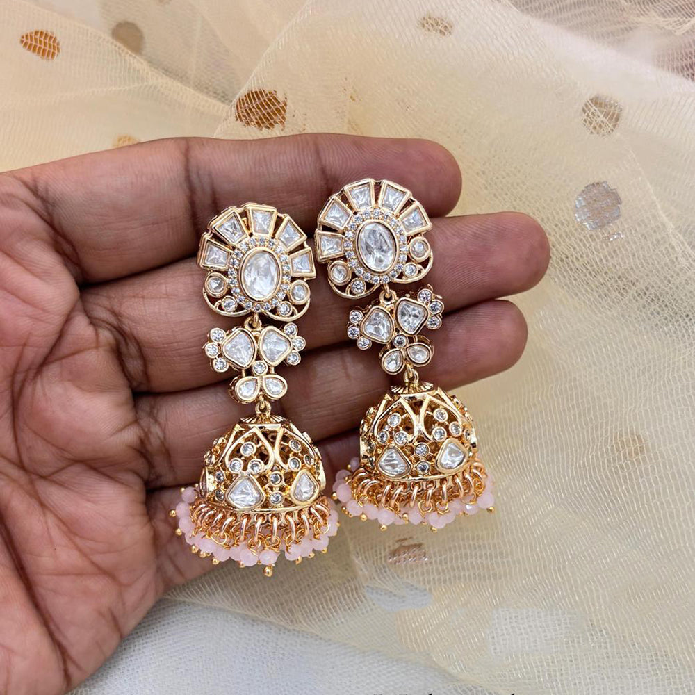 Jewel Addiction Polki Kundan Stone And Pearl Designer Jhumki Earrings