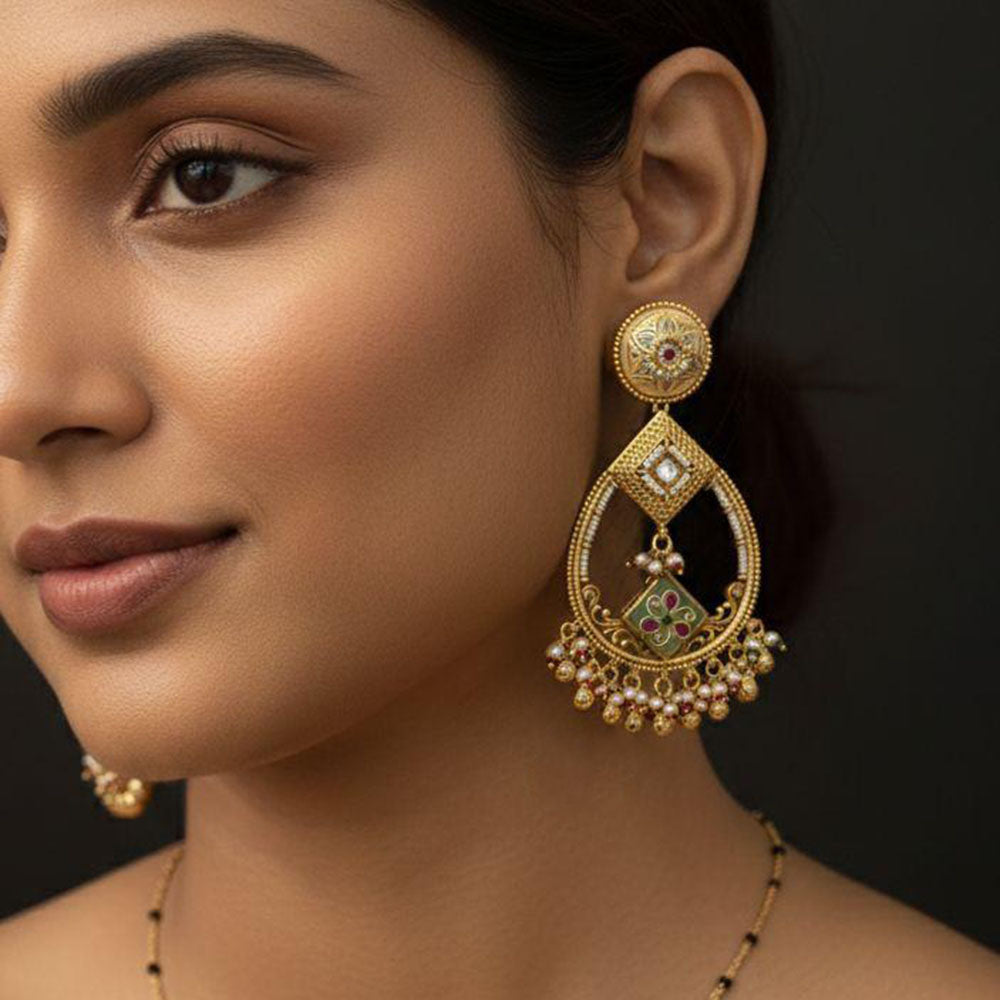 Jewel Addiction Royal Bloom Pota Stone And Pearl Fusion Dangler Earrings