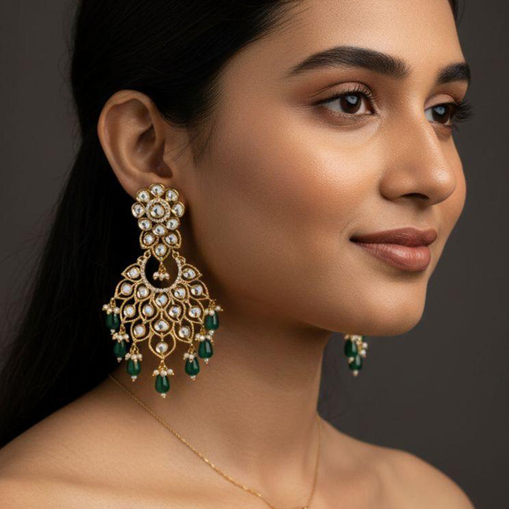 Jewel Addiction Designer Kundan Stone And Beads Dangler Earrings