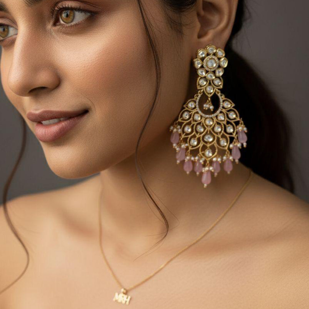 Jewel Addiction Designer Kundan Stone And Beads Dangler Earrings