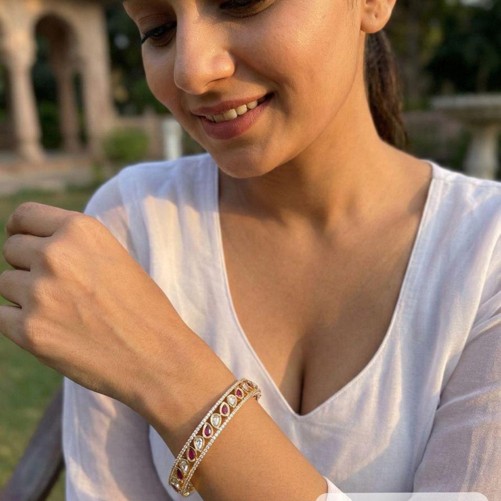 Jewel Addiction Designer Polki Kundan Stone Bangles Set