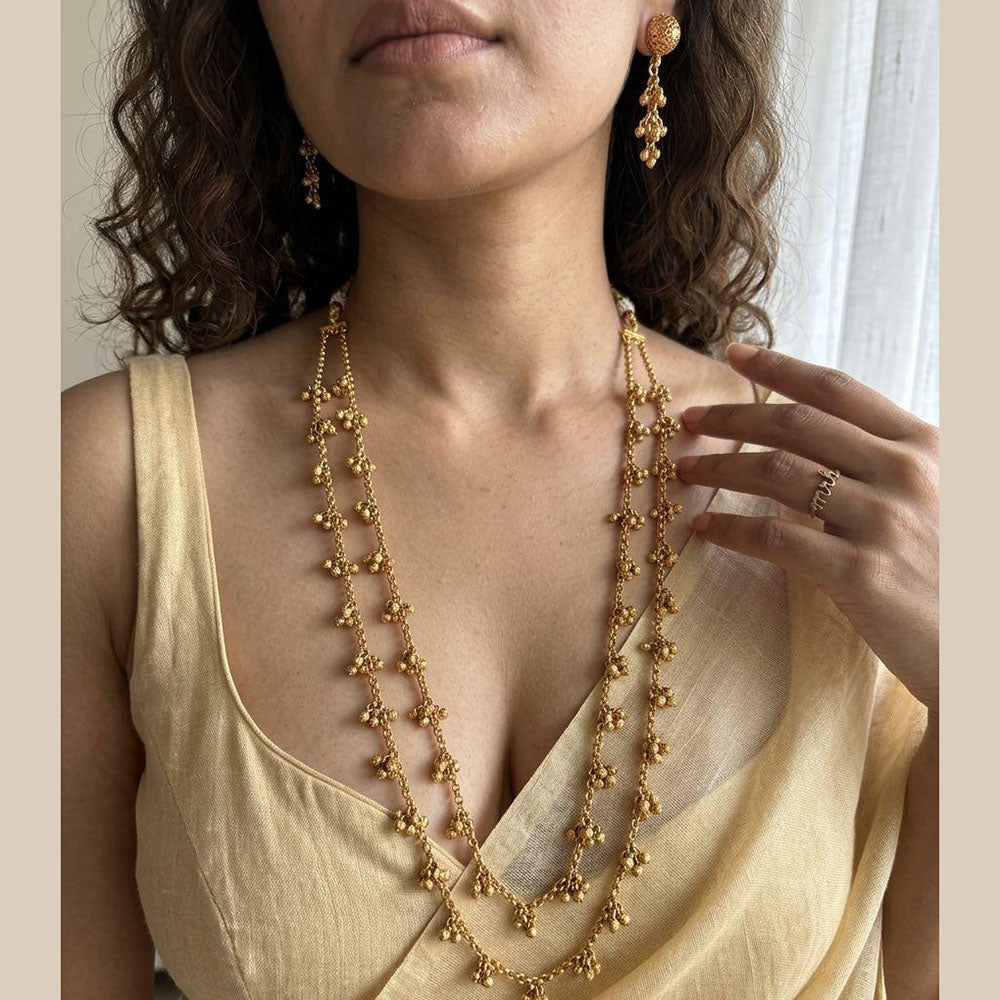 Jewel Addiction Graceful Double Layer Pearl Long Necklace Set
