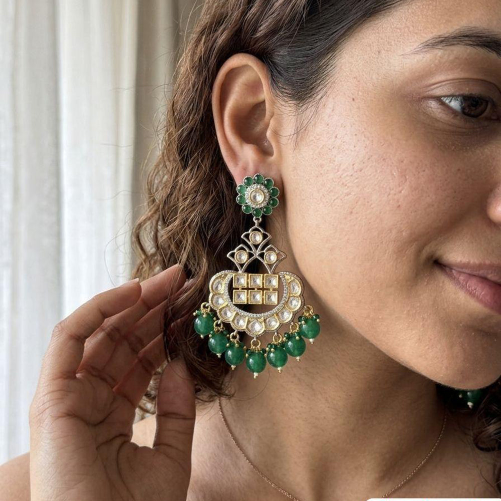 Jewel Addiction Designer Polki Kundan Stone And Beads Dangler Earrings