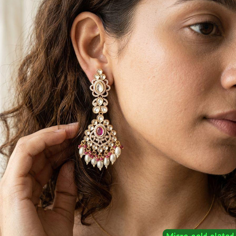 Jewel Addiction Designer Polki Kundan Stone And Beads Dangler Earrings