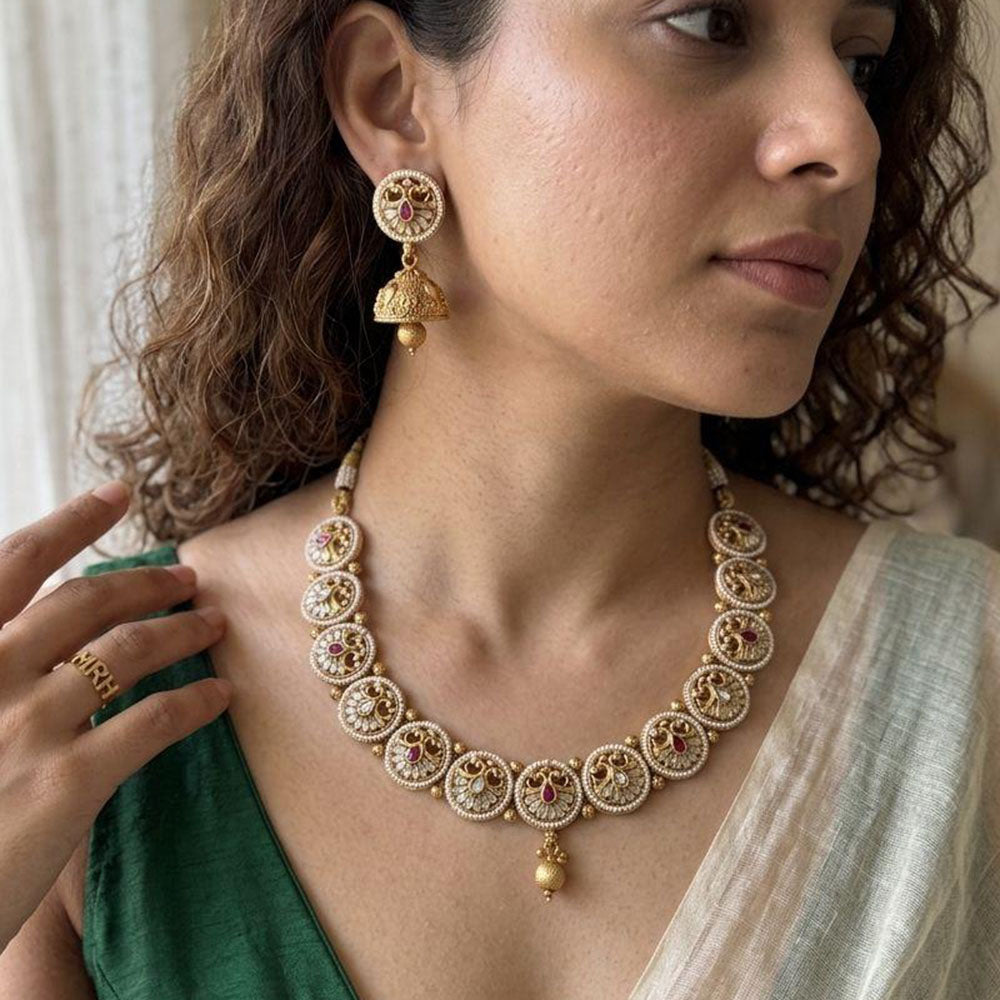 Jewel Addiction Luxury Pota Stone And Pearl Necklace Set