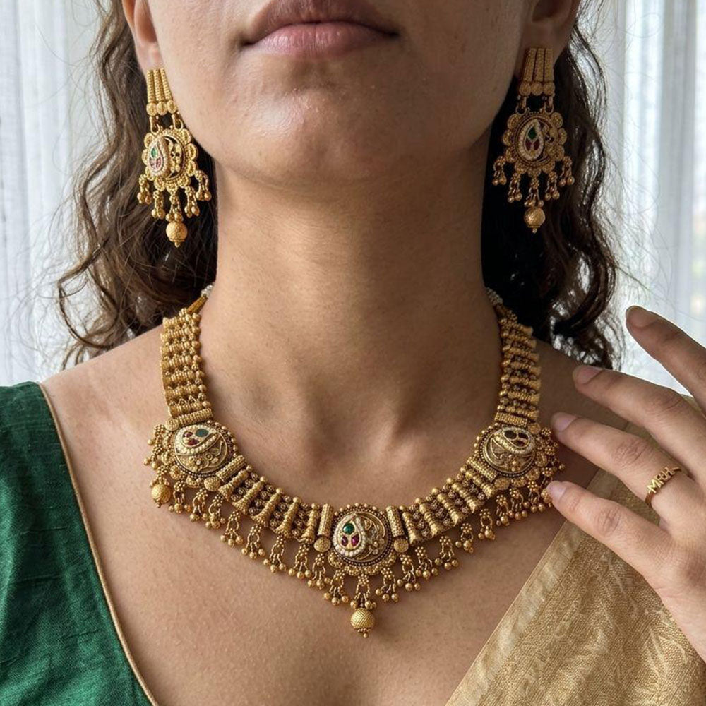 Jewel Addiction Luxury Pota Stone And Pearl Necklace Set